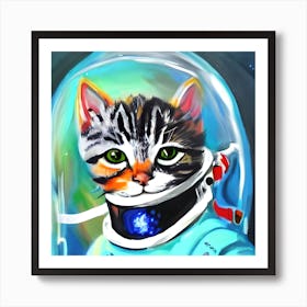 Astronaut Kitten Painting Art Print