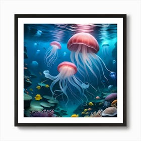 Jellyfish Underwater Art Print