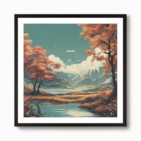 Autumn Landscape Painting 1 Art Print