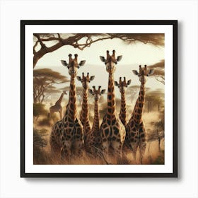 Giraffes In The Savannah Art Print