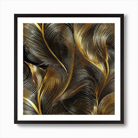 Gold Feathers 10 Art Print