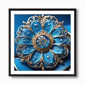 Blue Flower Brooch Art Print