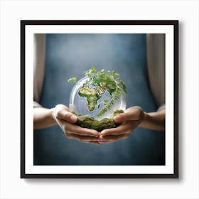 Earth Globe In Hands Affiche