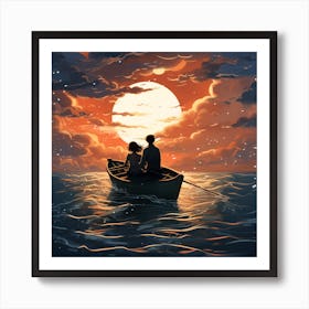 Couple In A Boat Art Print