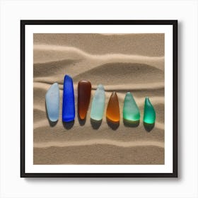 Sea Glass On Sand Art Print