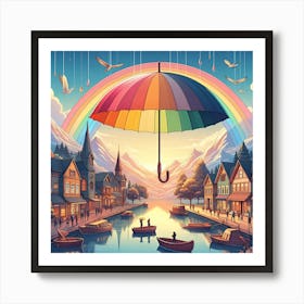 Rainbow Umbrella Art Print