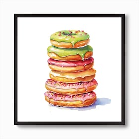 Stack Of Pistachio Donuts 3 Art Print