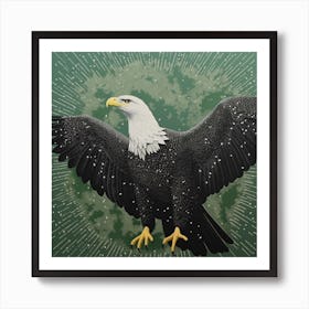 Ohara Koson Inspired Bird Painting Bald Eagle 2 Square Art Print