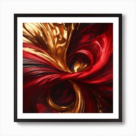 Abstract Red Gold Swirl Art Print