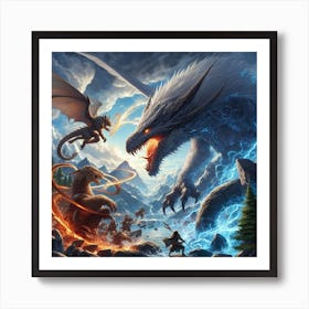 Dragons Fighting Art Print