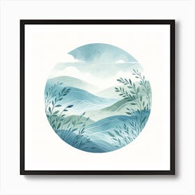 Watercolor Landscape Painting Art Print