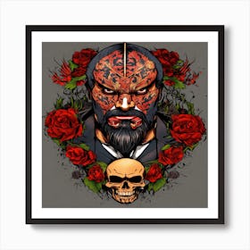 Mexican Skull And Roses Art Print