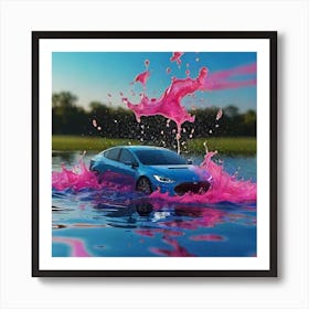 Car Splashing In Water 4 Art Print