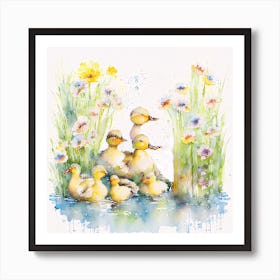 Ducks In Water Art Print