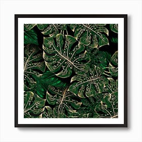 Monstera Plant Tropical Jungle Leaves Pattern Art Print