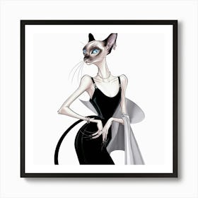 The Illustration Shows An Anthropomorphic Siamese Art Print