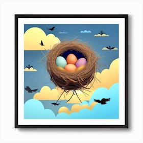 Easter Eggs In A Nest 135 Art Print
