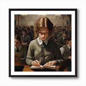 Girl In A Classroom Art Print