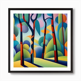 Trees In The Forest Abstract Art Print
