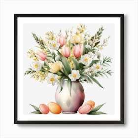 Easter Flowers In A Vase 3 Art Print