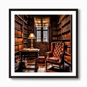 Old Library With Leather Chair Art Print