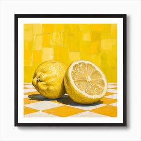 Lemon Yellow Checkerboard 4 Art Print