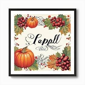 Calligraphic Lettering Of Happy Fall Season In Vintage Typography That Nutures A Decorative And F (4) Art Print