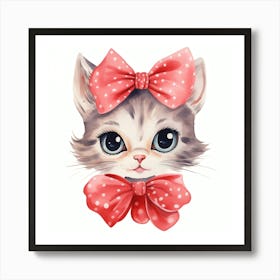 Cute Kitten With Pink Bow 6 Art Print