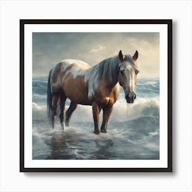 68333 Beautiful Horse Drinking From The Sea Xl 1024 V1 0 Art Print