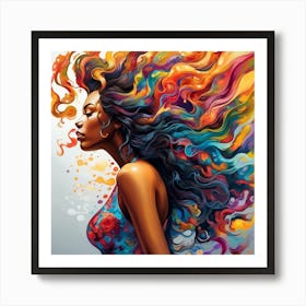 Woman With Colorful Hair 18 Art Print