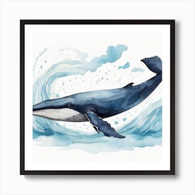 Whale Watercolor Illustration, wall art, painting design Art Print