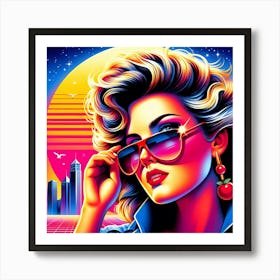 80s Girl In Sunglasses Art Print