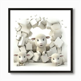 Sheep Through A Hole Art Print