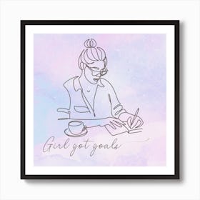 Girl Got Goals Outline Art Print Art Print