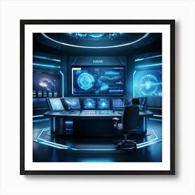 Futuristic Control Room Art Print