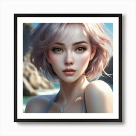 Beautiful Girl With Pink Hair Art Print