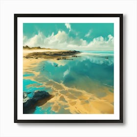 Tidal Waters, Turquoise Blue Sea on Golden Beach 2 Art Print