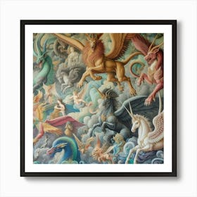 Mural Of Mythical Creatures Art Print