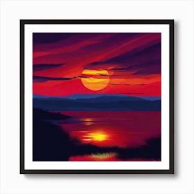 Sunset Over The Lake 20 Art Print