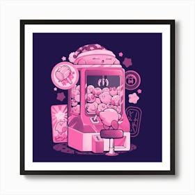 Pink Claw Machine - Cute Anime Arcade Gamer Gift 1 Art Print