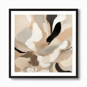 Beige And Black Abstract Painting Art Print