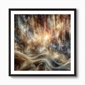 Echoes of Time: Fractured Memories in Woven Light Art Print