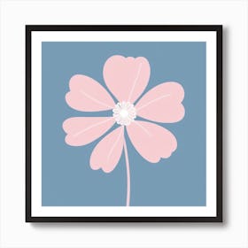 A White And Pink Flower In Minimalist Style Square Composition 147 Art Print