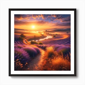 Lavender Fields At Sunset 2 Art Print