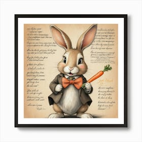 Bunny Holding Carrot 1 Art Print