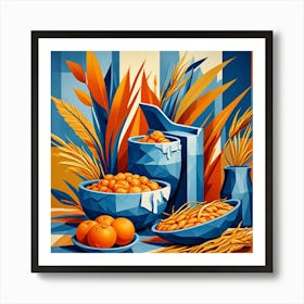 Fruit And Grains Form The Farm Cubism Style Art Print