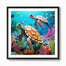 Maraclemente 3d Sea Turtles Vibrant Colors 43 Chibi Style No Ne B7245147 866f 47b6 887a 011de54355ae Art Print