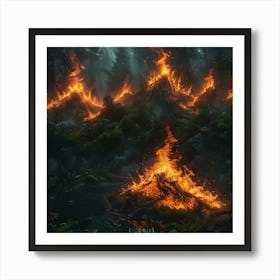 Fire In The Forest 2 Art Print