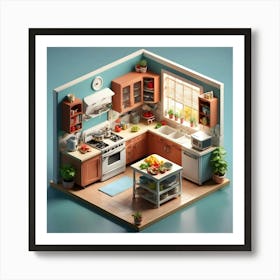 Isometric Kitchen 2 Art Print