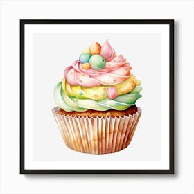 Cupcake Watercolor Illustration 1 Art Print